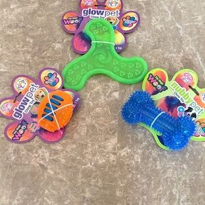 Kong Glow Pet Chew Toys - Bright Green, Orange, Blue